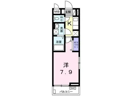 フェリーチェ五番館(1K/2階)の間取り写真