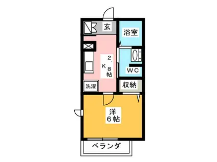 モンシャトーK(1K/2階)の間取り写真