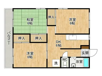 オアシス下到津(3DK/4階)の間取り写真