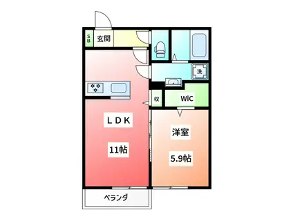 フィカーサ カナハ(1LDK/2階)の間取り写真