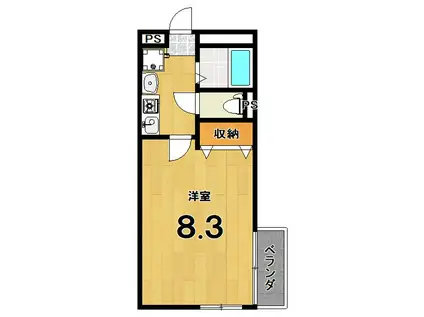 一条シンフォニー(1K/1階)の間取り写真