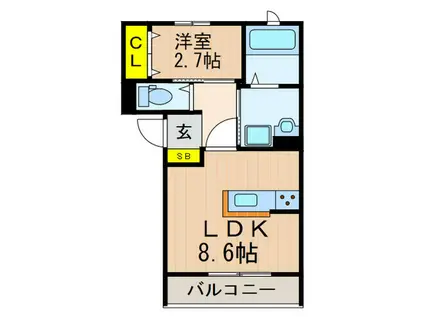 アルヴィータ(1LDK/1階)の間取り写真