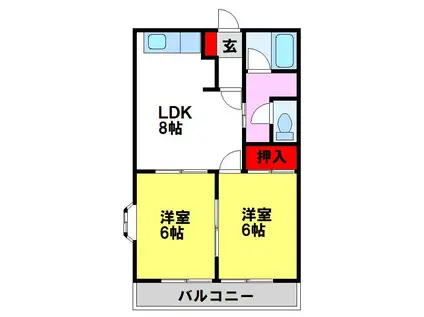 メゾンアイリス(2LDK/2階)の間取り写真