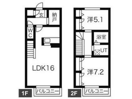 月見坂ハイム(2LDK/1階)の間取り写真