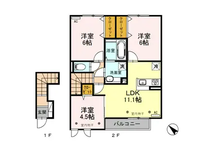 デンドライト・レジデンス(3LDK/2階)の間取り写真