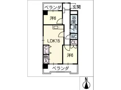 ウノモリックス(2LDK/2階)の間取り写真