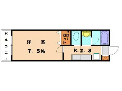サンメルディアン(1K/1階)の間取り写真