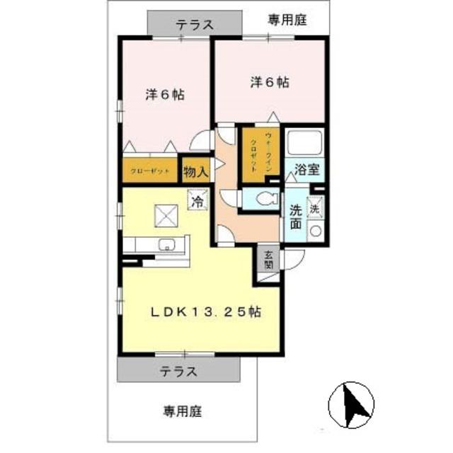 ファミール寿(2LDK/1階)の間取り写真