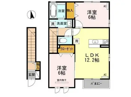 グレースコート(2LDK/2階)の間取り写真