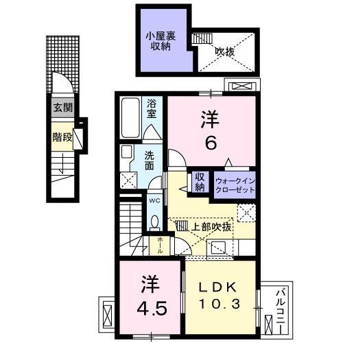 カーサベルデII(2LDK/2階)の間取り写真