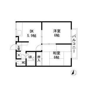 エステートピア作の山(2DK/2階)の間取り写真