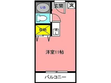 フェリエール(ワンルーム/2階)の間取り写真
