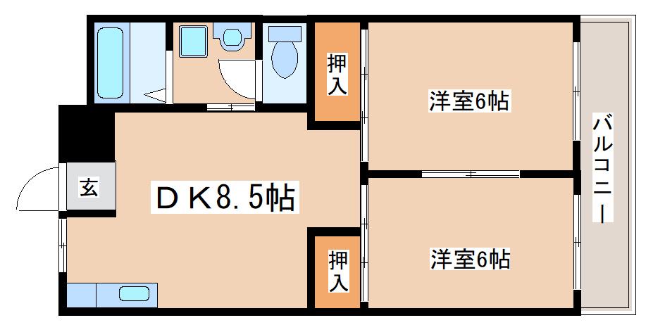 グリーンヒル舞子(2DK/3階)の間取り写真