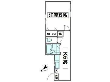 グレースハウス(1K/1階)の間取り写真