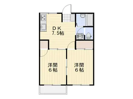 エルディム安原(2DK/2階)の間取り写真