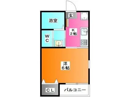 BRIGHT MISHIMA(1K/2階)の間取り写真