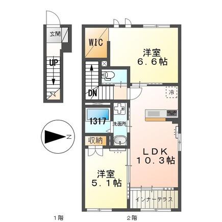 サクラーレ長坂(2LDK/2階)の間取り写真
