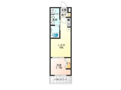 アッシュメゾン花園町III(1LDK/2階)の間取り写真