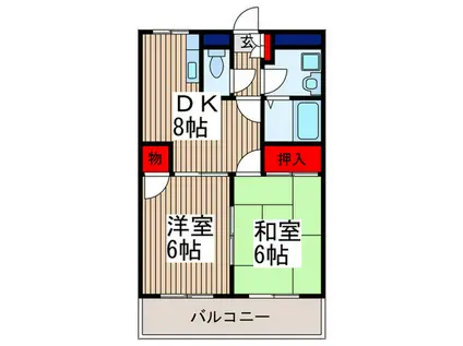 里・ヴェラドール(2DK/2階)の間取り写真