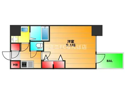 メインステージ心斎橋イースト(1K/6階)の間取り写真