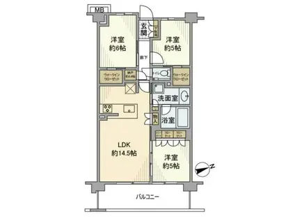 グランスイート世田谷仙川(3LDK/3階)の間取り写真