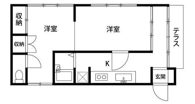 大沢荘(2K/1階)の間取り写真