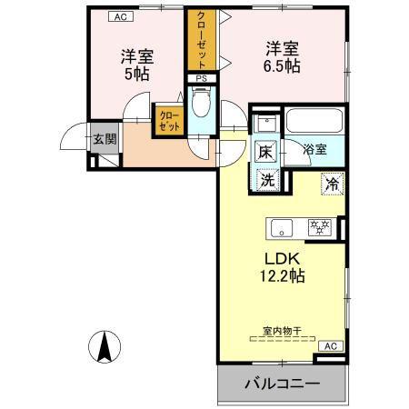 MAISON DE ROSE(2LDK/1階)の間取り写真