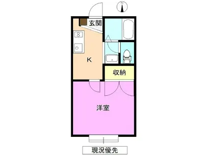 サンディタウン カルム(1K/2階)の間取り写真