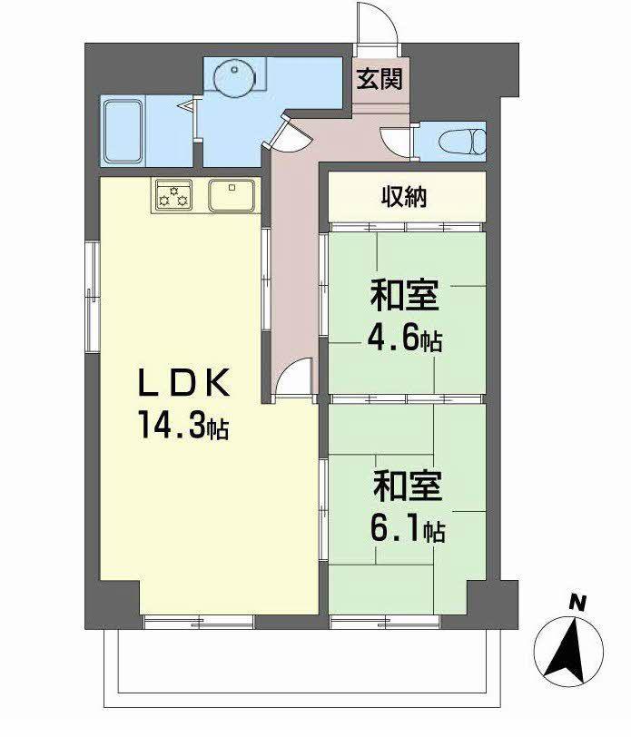 エレナ和歌浦(2LDK/2階)の間取り写真
