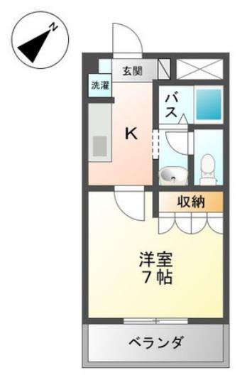 グリーンヒルズ II(1K/1階)の間取り写真