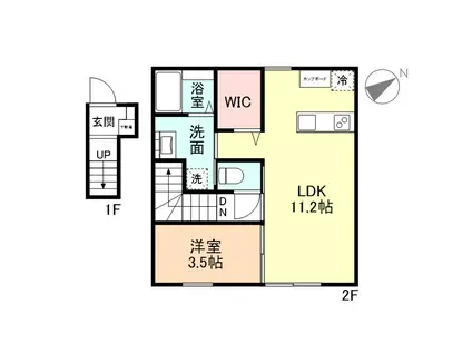BLOOM内免 B(1LDK/2階)の間取り写真