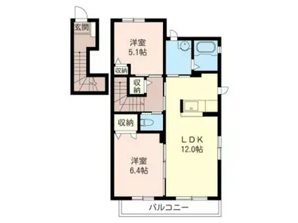 グリーンパティオB(2LDK/2階)の間取り写真