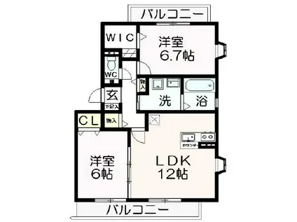 牛滝欅荘(2LDK/3階)の間取り写真