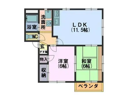 エーリヴィレッジ(2LDK/1階)の間取り写真