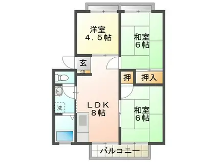 シャンポールAK(3LDK/2階)の間取り写真