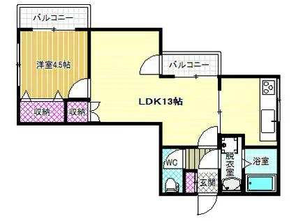ウィズテリア誉田(1LDK/2階)の間取り写真