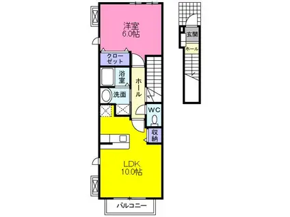 ガーデンハウス・TY(1LDK/2階)の間取り写真