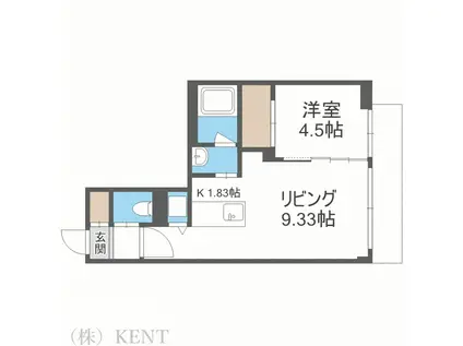 ピオネロ琴似(1LDK/3階)の間取り写真
