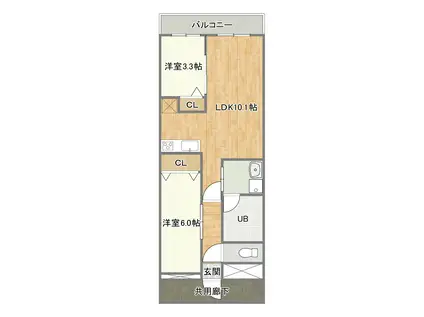 コンダクトレジデンスJINNYAMA(2LDK/4階)の間取り写真