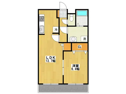 ベル・クオーレ(1LDK/2階)の間取り写真