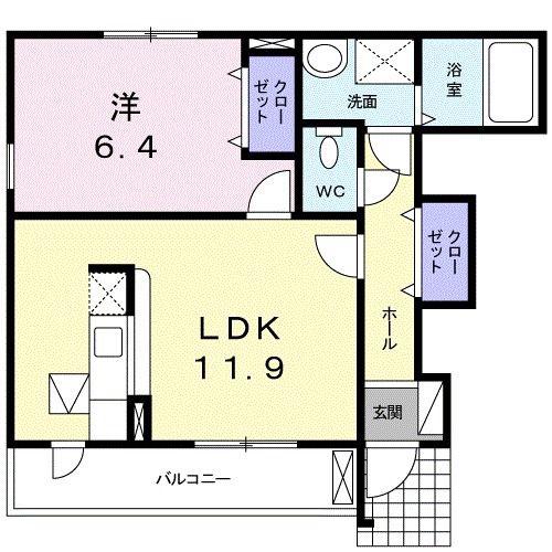 EVA-01(1LDK/1階)の間取り写真