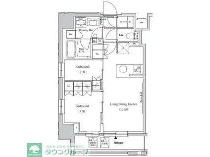 ザ・パークハビオ蕨(2LDK/5階)の間取り写真