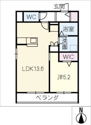 LA PACE 川名(1LDK/3階)の間取り写真