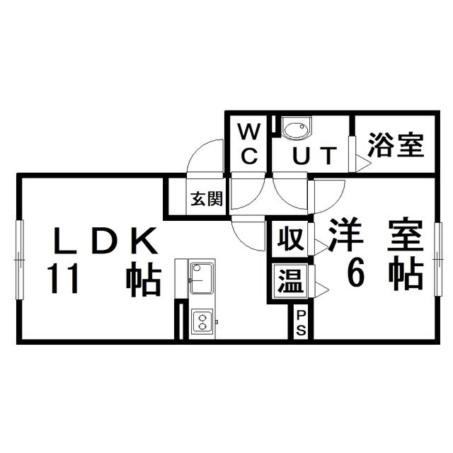 プレシャスコートA棟(1LDK/2階)の間取り写真