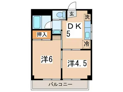 新明堂美しが丘パル(2DK/2階)の間取り写真