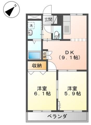 プロニティ T&S(2DK/2階)の間取り写真