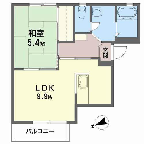 グリーンヒル扇田(1LDK/2階)の間取り写真