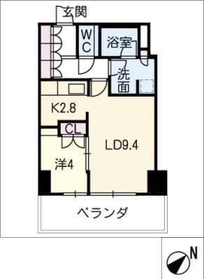 ラア・ケア覚王山(1LDK/6階)の間取り写真