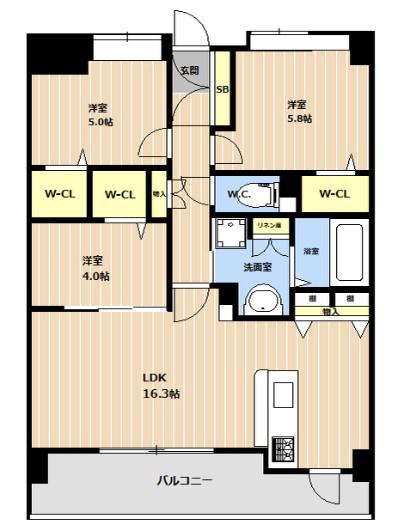 LIBTH菊陽(3LDK/6階)の間取り写真