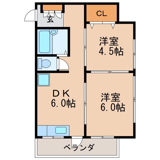 マンション前津(2DK/6階)の間取り写真